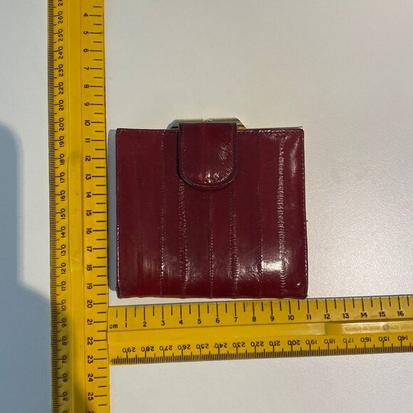 Vintage Women's Burgundy Eel Skin Leather Wallet - Picture 1 of 12